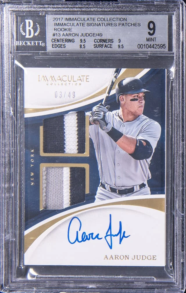 2017 Panini Immaculate Collection Aaron Judge Signature Patches #13 card image