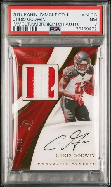 2017 Panini Immaculate Collection Immaculate Numbers Patch Autographs In-Cg Chris Godwin #no-number card image