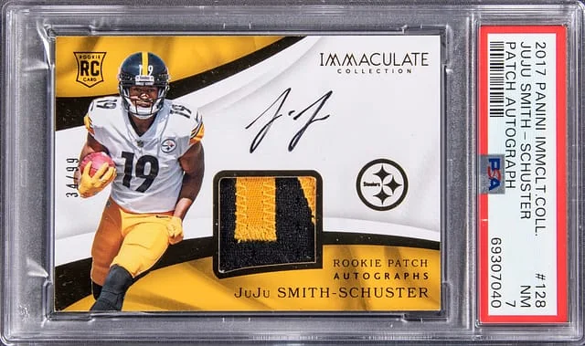 2017 Panini Immaculate Collection JuJu Smith-Schuster Patch Autograph (RPA) #128 card image