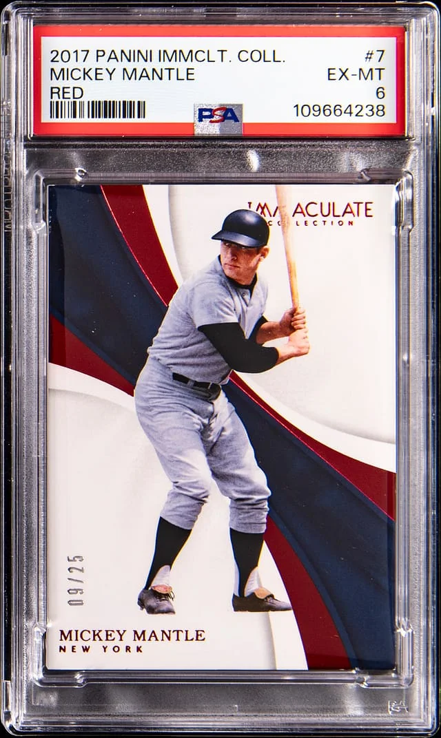 2017 Panini Immaculate Collection Mickey Mantle Red #7 card image