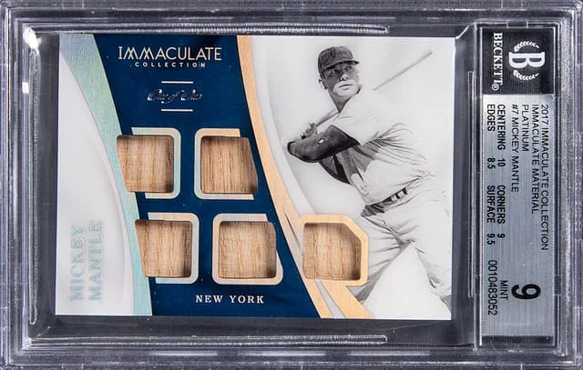2017 Panini Immaculate Collection Mickey Mantle Material Platinum #IM-MM card image