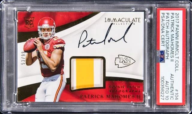 2017 Panini Immaculate Collection Patrick Mahomes II Patch Autograph (RPA) #104 card image