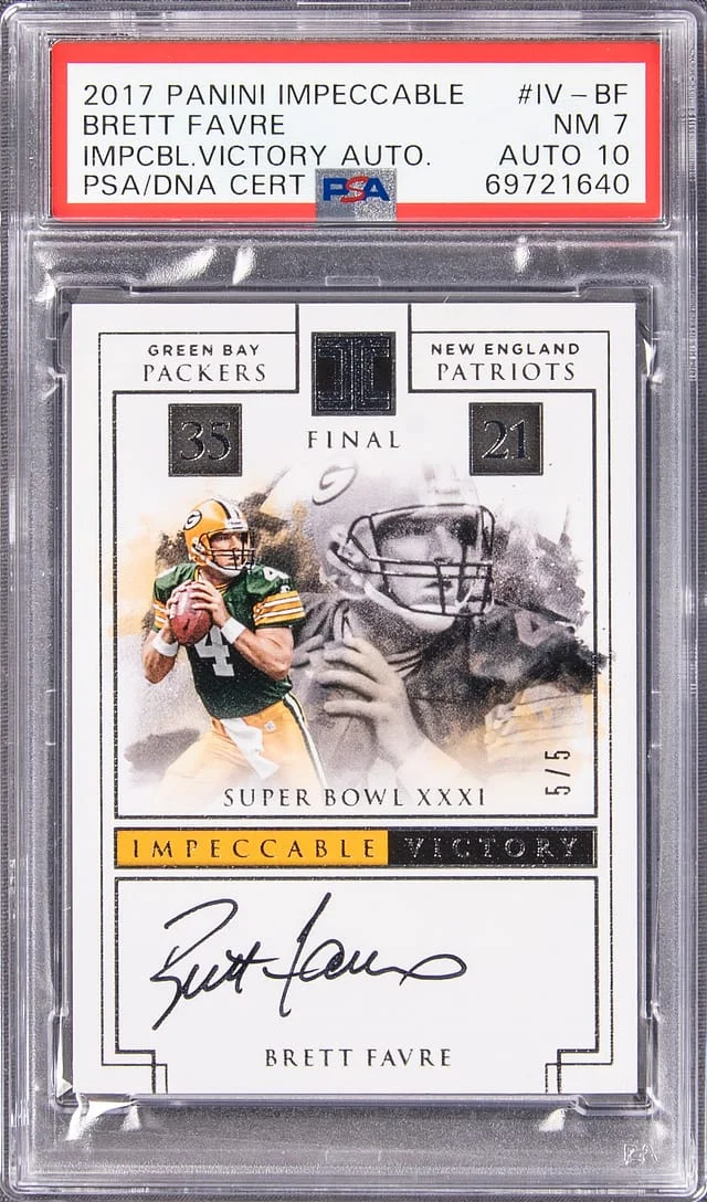 2017 Panini Impeccable Brett Favre Victory Autograph #IV-BF card image