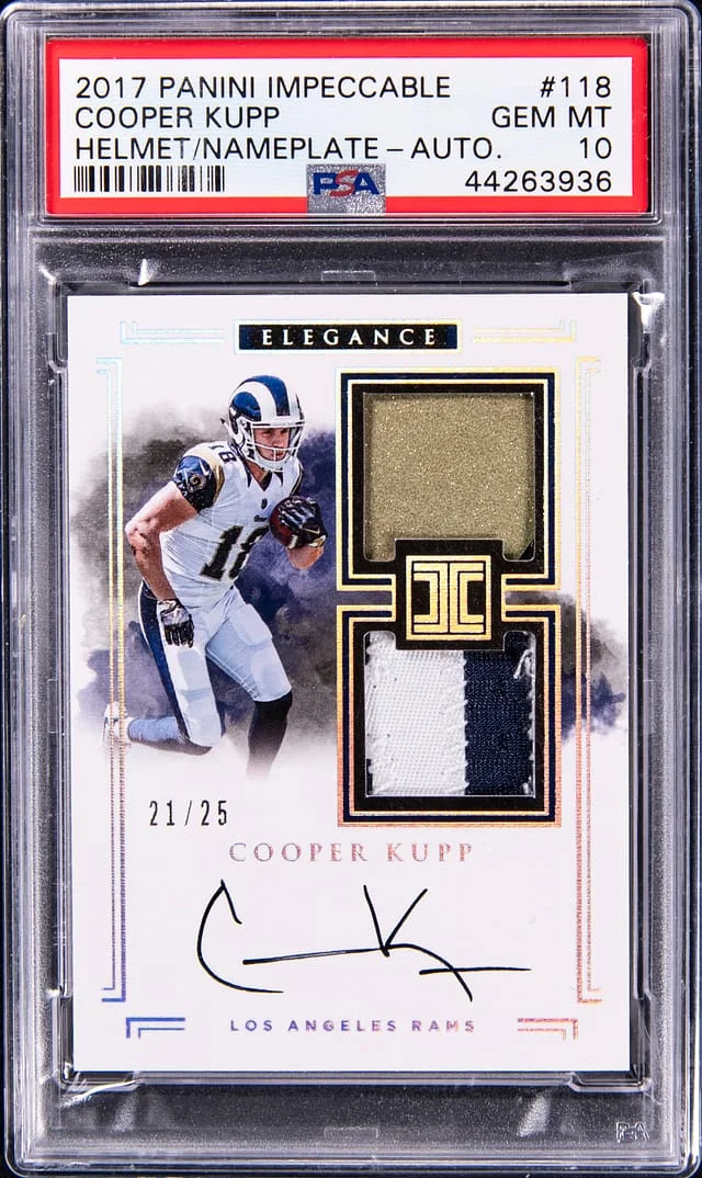 2017 Panini Impeccable Cooper Kupp Helmet/Nameplate Autograph #118 card image