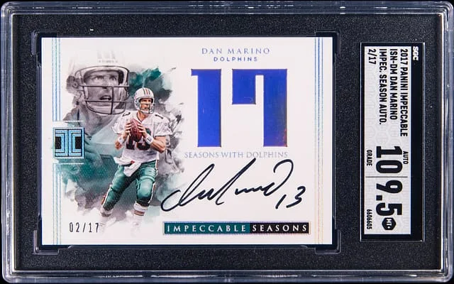 2017 Panini Impeccable Dan Marino Season Autographs #ISN-DM card image