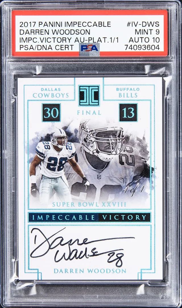2017 Panini Impeccable Darren Woodson Victory Autographs Platinum #IV-DWS card image