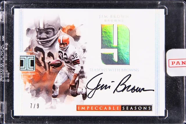 2017 Panini Impeccable Jim Brown Seasons Autographs #ISN-JB card image
