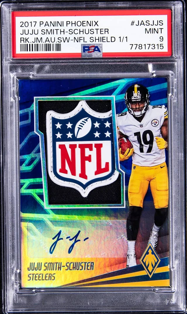 2017 Panini Juju Smith-Schuster Phoenix Jumbo Auto Swatch - NFL Shield 1/1 #JASJJS card image
