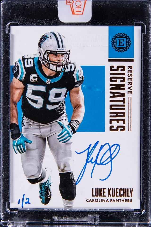 2017 Panini Luke Kuechly Honors Recollection Collection Encased Reserve Signatures Bronze #RS-LKL card image