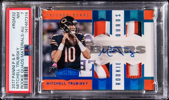2017 Panini Mitchell Trubisky Plates & Patches Quads Materials Autographs #RQM-32 card image