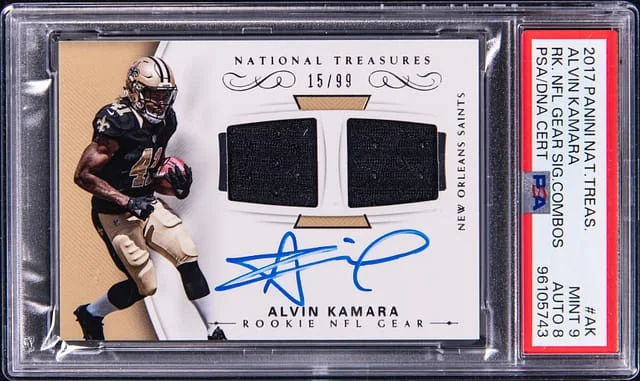 2017 Panini National Treasures Alvin Kamara NFL Gear Signature Combos #RSC-AK card image