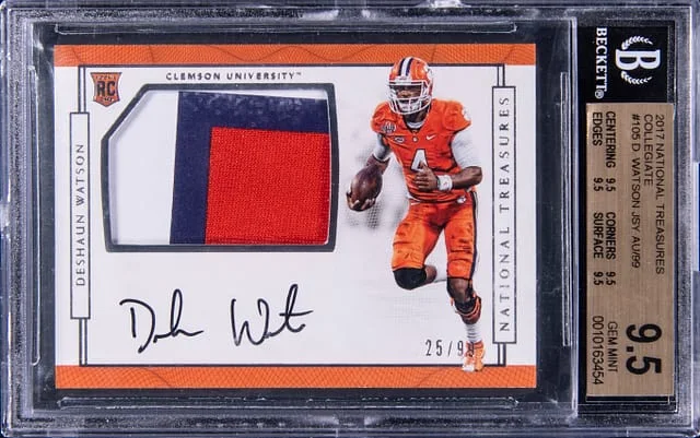 2017 Panini National Treasures Deshaun Watson Collegiate Patch Autograph (RPA) #105 card image