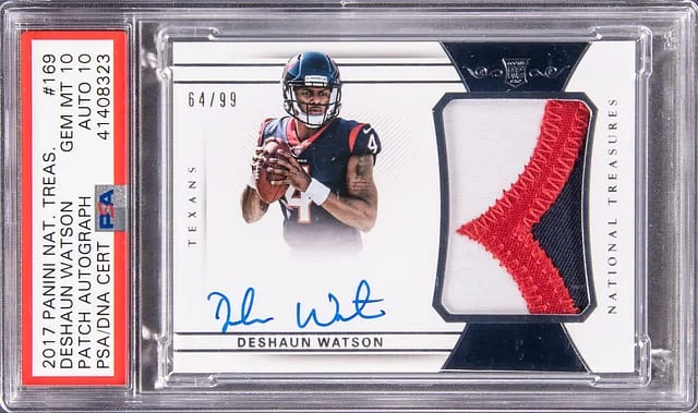2017 Panini National Treasures Deshaun Watson Patch Autograph #169 card image