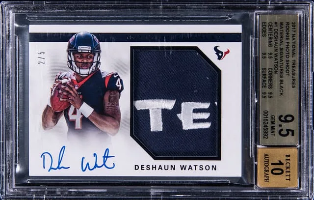 2017 Panini National Treasures Deshaun Watson Photo Shoot Material Signatures Black #RMS-DWS card image