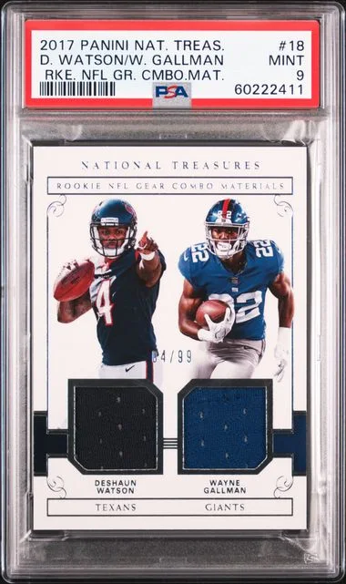 2017 Panini National Treasures Deshaun Watson /Wayne Gallman NFL Gear Combo Materials #18 card image