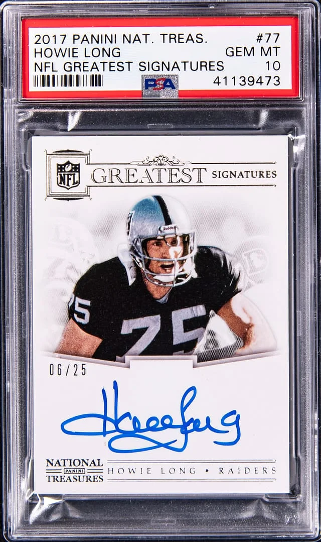 2017 Panini National Treasures Howie Long NFL Greatest Signatures #77 card image