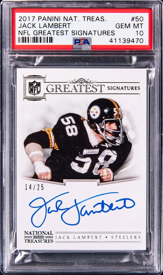2017 Panini National Treasures Jack Lambert NFL Greatest Signatures #50 card image