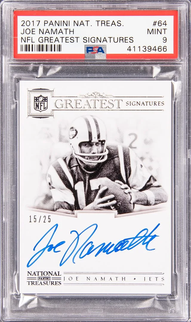 2017 Panini National Treasures Joe Namath NFL Greatest Signatures #64 card image