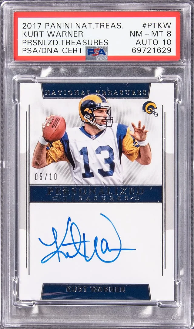 2017 Panini National Treasures Kurt Warner Personalized Treasures #PT-KW card image