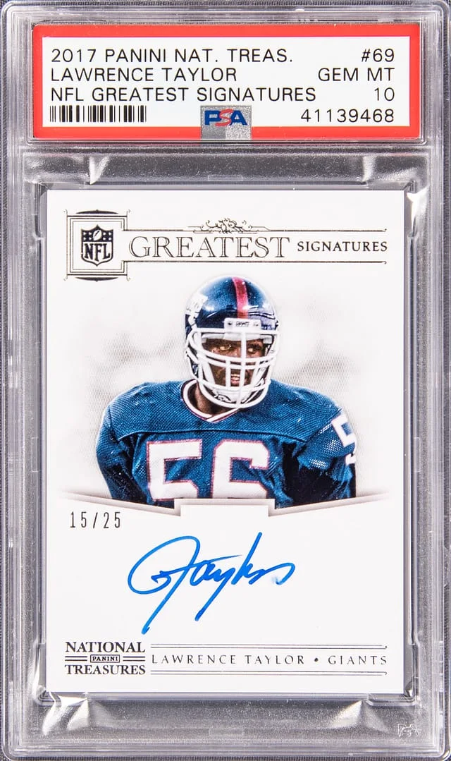 2017 Panini National Treasures Lawrence Taylor NFL Greatest Signatures #69 card image