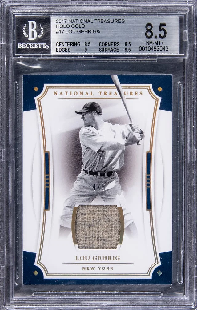 2017 Panini National Treasures Lou Gehrig Game-Used Holo Gold #17 card image