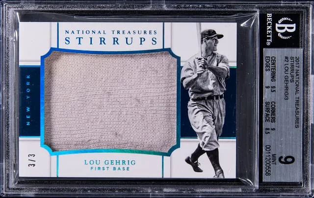 2017 Panini National Treasures Lou Gehrig Game-Used Stirrups #S-LG card image