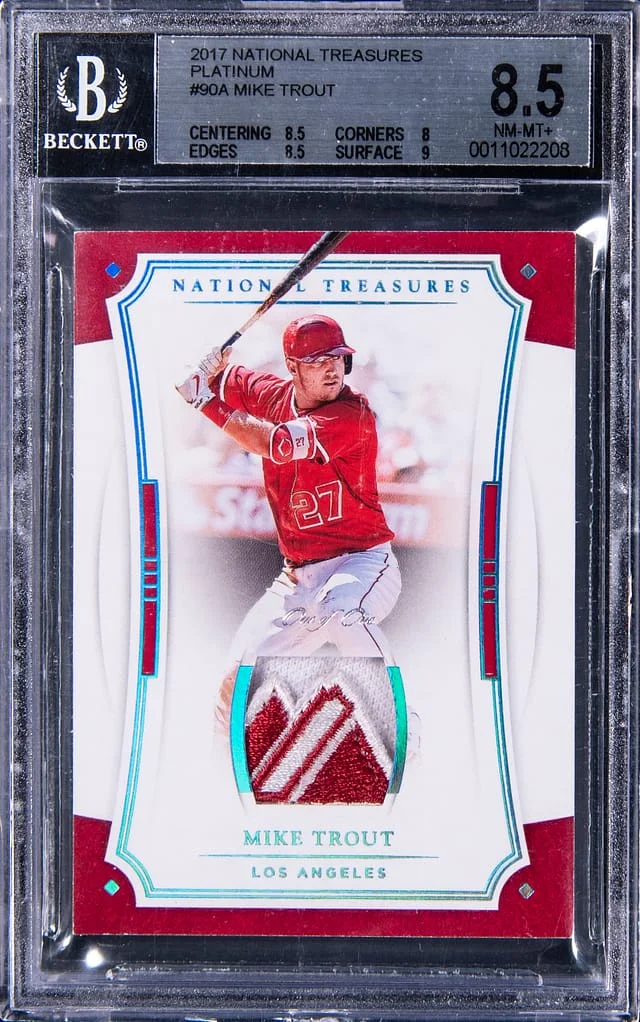 2017 Panini National Treasures Mike Trout Logo Platinum #90A card image
