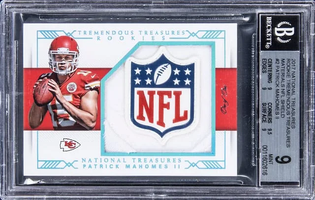 2017 Panini National Treasures Patrick Mahomes II Tremendous Treasures Rookies Prime #2 card image