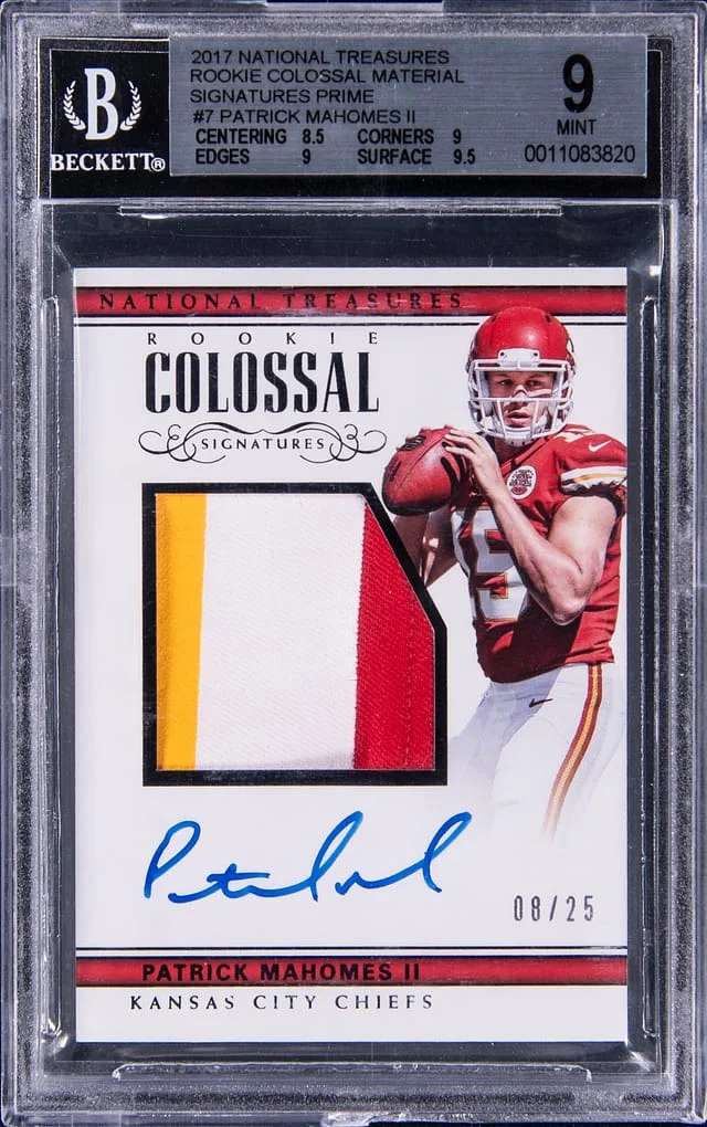 2017 Panini National Treasures Patrick Mahomes II Colossal Material Signatures Prime #RCS-PM card image