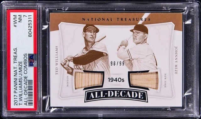 2017 Panini National Treasures Ted Williams/Johnny Mize #ADC-WM card image