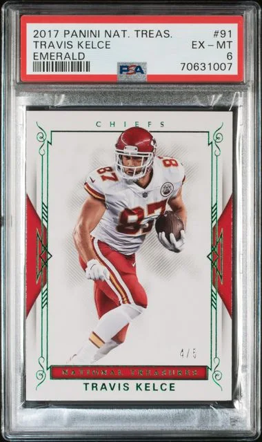2017 Panini National Treasures Travis Kelce Emerald #91 card image