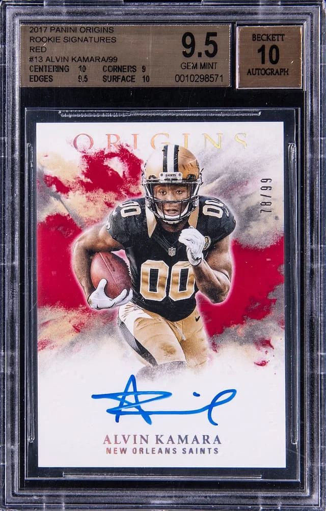 2017 Panini Origins Alvin Kamara Red Signatures #13 card image
