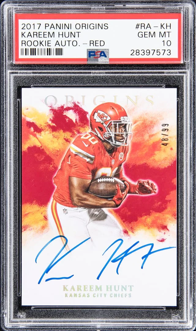 2017 Panini Origins Kareem Hunt Autographs Red #RA-KH card image