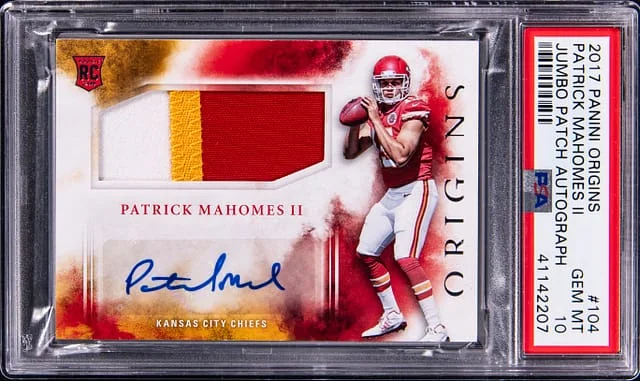 2017 Panini Origins Patrick Mahomes II Jumbo Patch Autograph (RPA) #104 card image