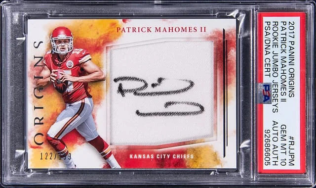 2017 Panini Origins Patrick Mahomes II Jumbo Jerseys Black NFL Shield #RJJ-PM card image