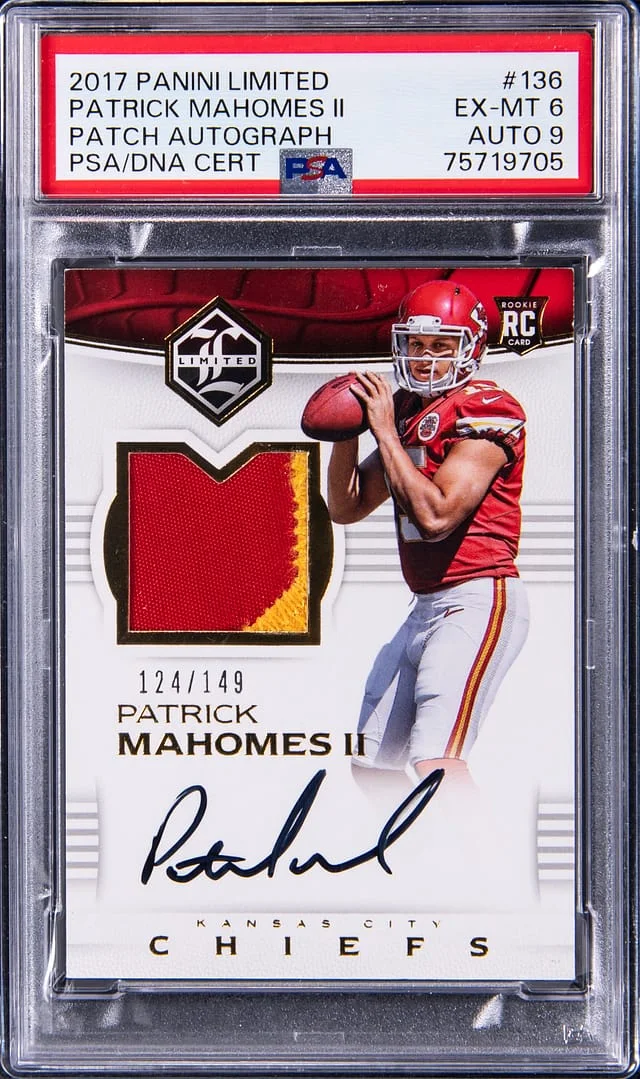 2017 Panini Patrick Mahomes II Limited Patch Autograph (RPA) #136 card image