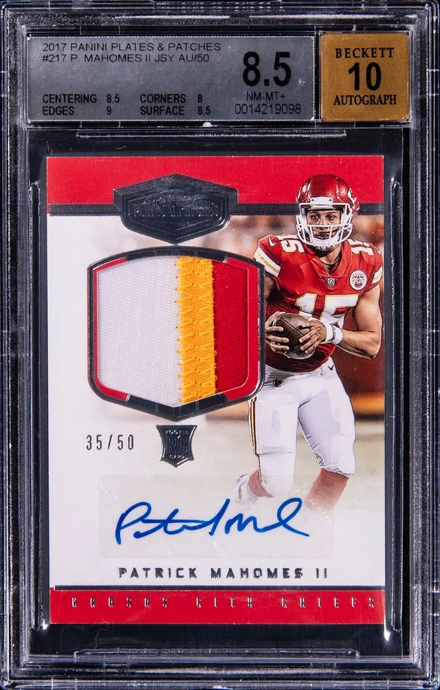 2017 Panini Patrick Mahomes II Plates & Patches Patch Autograph (RPA) #217 card image
