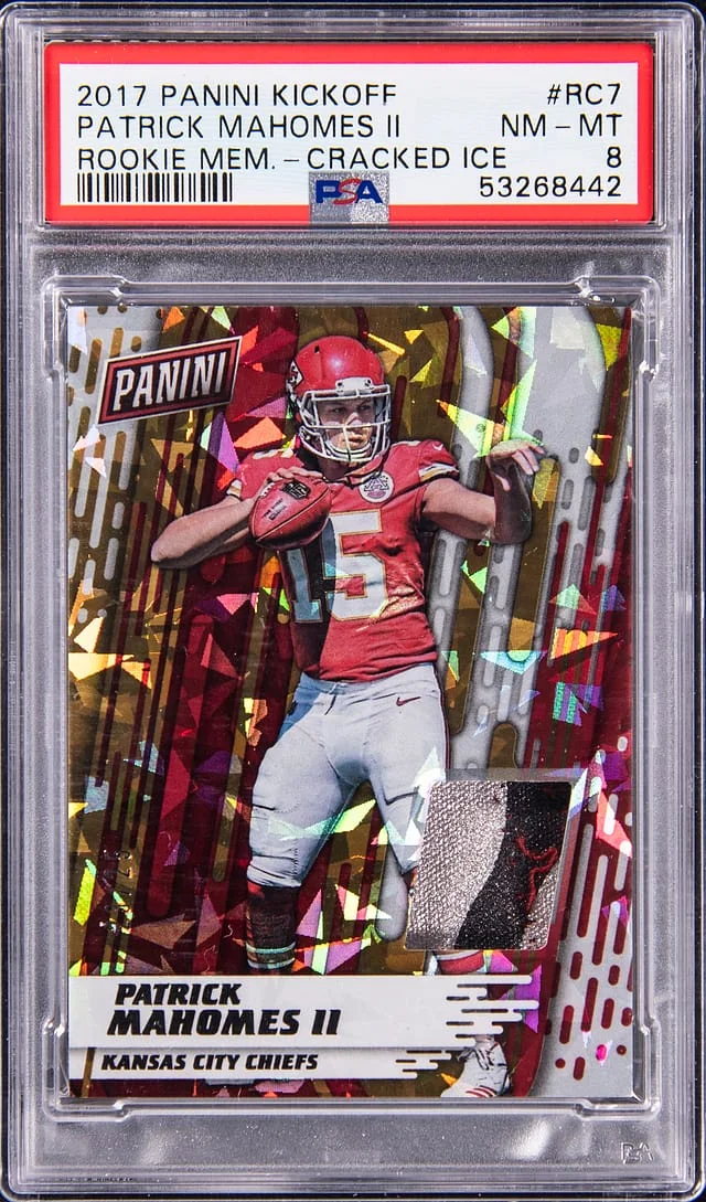 2017 Panini Patrick Mahomes II Kickoff Memorabilia Cracked Ice #RC7 card image