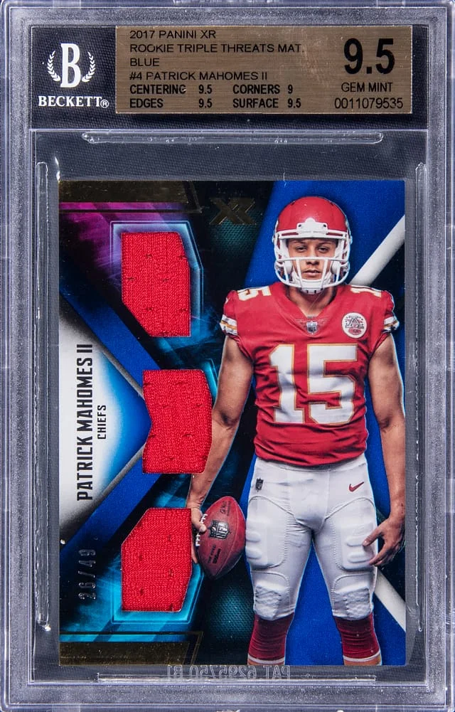 2017 Panini Patrick Mahomes II XR Triple Threads Materials Blue #RTTM-PM card image