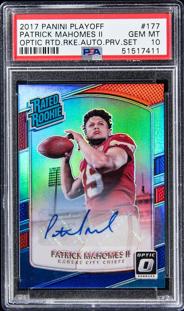 2017 Panini Playoff Patrick Mahomes II Optic Rated Autograph Preview Set #177 card image