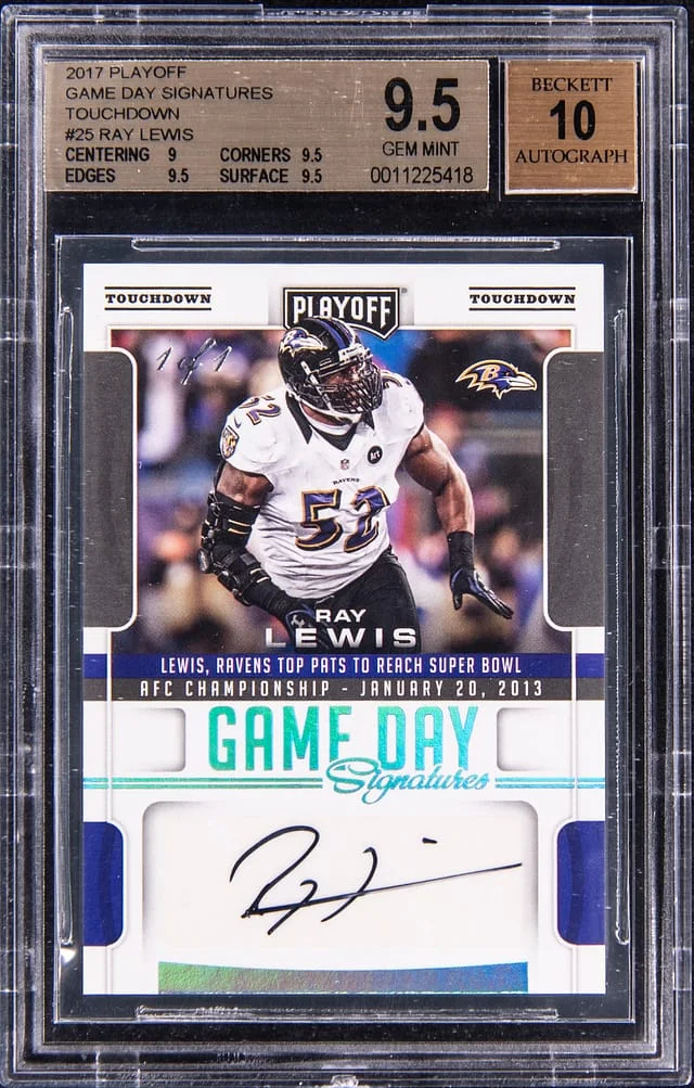 2017 Panini Playoff Ray Lewis Game Day Signatures Touchdown #GDS-RL card image
