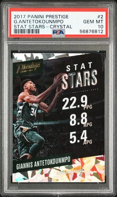 2017 Panini Prestige Giannis Antetokounmpo Stat Stars #2 card image