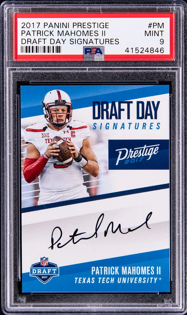 2017 Panini Prestige Patrick Mahomes II Draft Day Signatures #DDS-PM card image