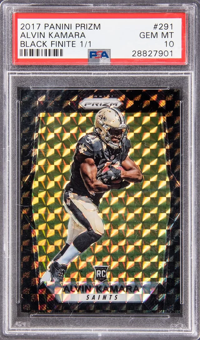 2017 Panini Prizm Alvin Kamara Black Finite Prizm #291 card image