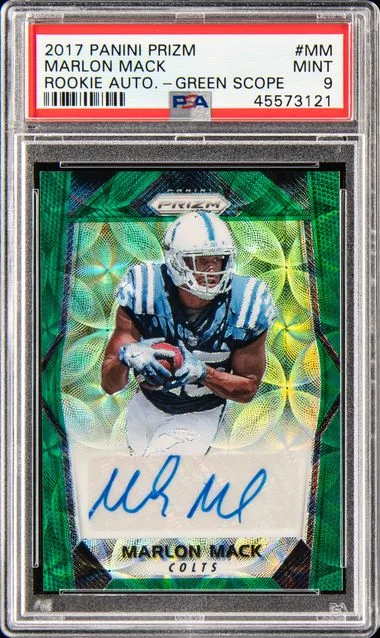 2017 Panini Prizm Autographs Green Scope Mm Marlon Mack #no-number card image