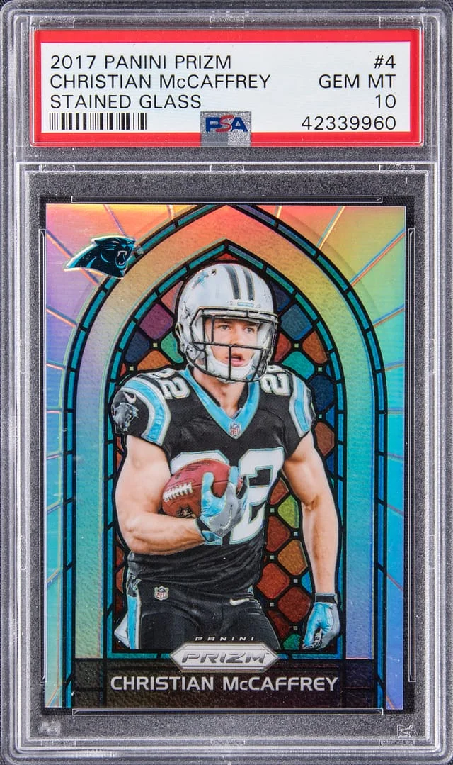 2017 Panini Prizm Christian McCaffrey Stained Glass #4 card image