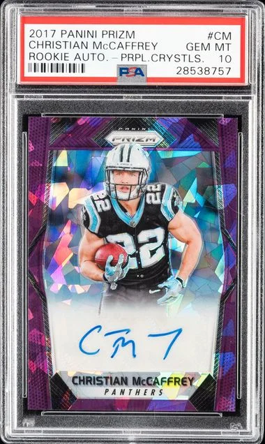 2017 Panini Prizm Christian McCaffrey Autograph Green Prizm #RA-CM card image