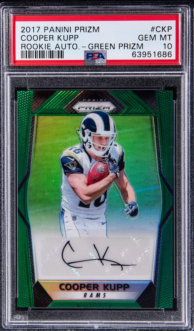 2017 Panini Prizm Cooper Kupp Autograph Green Prizm #RA-CKP card image