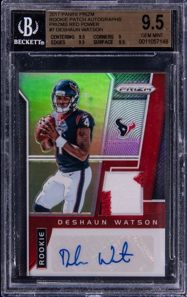 2017 Panini Prizm DeShaun Watson Patch Autographs Red Power Prizm #RPA-DW card image