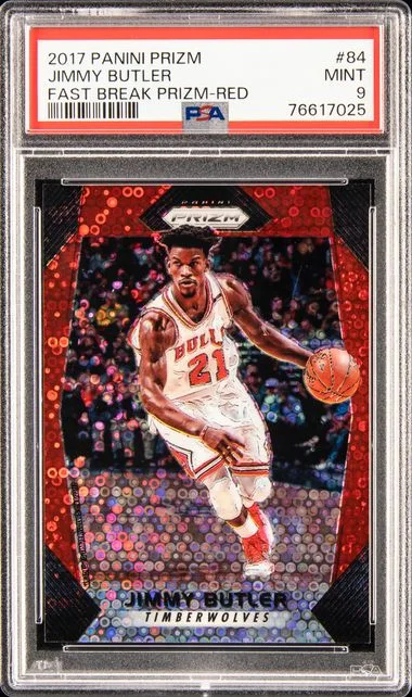 2017 Panini Prizm Jimmy Butler Fast Break Prizm-Red #84 card image